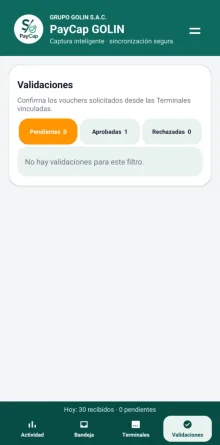 Estado vacío de validaciones manuales