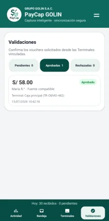 Validación manual aprobada con datos ficticios