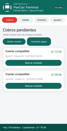 Cobros anonimizados en PayCap Terminal