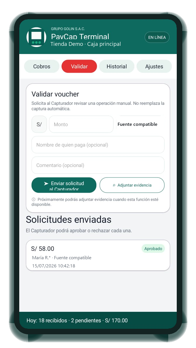 Solicitud de validación manual